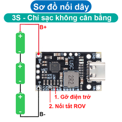 Mạch tăng áp sạc pin 2S (cân bằng) / 3S (sạc) bằng cổng Type C (5V)