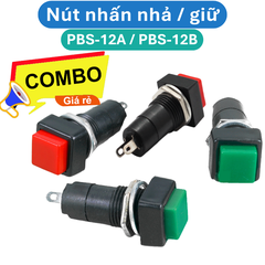 (5 cái) Nút nhấn nhả ( reset) / giữ ( on/off) PBS - 12A / PBS - 12B lỗ khoét 12mm 2 chân
