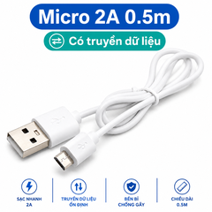 Dây cáp sạc truyền dữ liệu dòng 2A cổng type C / Micro B giá rẻ