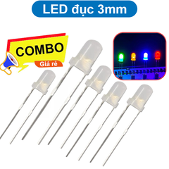 (20 Con) LED 3mm đục (đỏ/trắng/vàng/xanh lá/xanh dương)