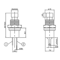 Nút nhấn nhả (reset) PBS-110 7mm 2 chân 250V 1A