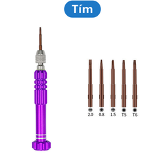 Tua vít 5 đầu sửa chữa điện thoại đa năng (5 đầu vít để trong thân tua vít)