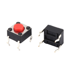 (50 Cái) Nút nhấn 6x6mm 4 chân cắm đứng đầu đỏ cao 2.5 - 3.7mm
