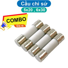 (10 cái) Cầu chì sứ, cầu chì bảo vệ ngắn mạch 5x20mm, 6x30mm