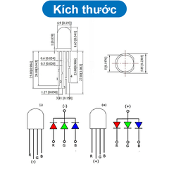 (10 Con) LED RGB 5mm trong suốt âm chung / dương chung