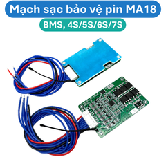 Mạch sạc bảo vệ pin lithium 4S/5S/6S/7S MA18 dòng xả 18A cổng ra dây có tản nhiệt