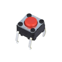 (50 Cái) Nút nhấn 6x6mm 4 chân cắm đứng đầu đỏ cao 2.5 - 3.7mm