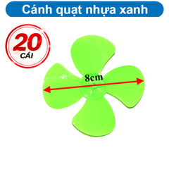 Cánh quạt mini 4 cánh Xanh Lá trục 2mm bằng nhựa rất bền dùng DIY STEM