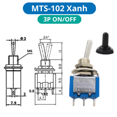 (5 Cái) Công tắc Toggle, công tắc gạt MTS loại nhỏ lỗ khoét 6mm