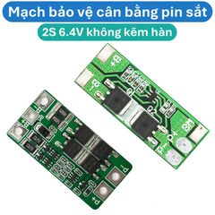 Mạch bảo vệ cân bằng pin Sắt LiFePo4 2S 6.4V (pin 3.2V) không kẽm hàn
