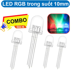 (2 Con) LED RGB 10mm trong suốt âm chung / dương chung