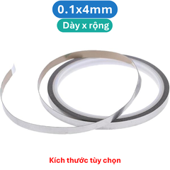 (10 Mét) Kẽm đơn hàn cell pin mạ Niken, dày 0.1-0.2mm, rộng 3-20mm