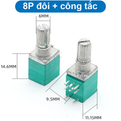 Biến trở, chiết áp xanh RK097N, RV097NS, RK097G, RK097GS 1K - 500K Ohm