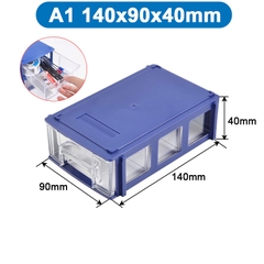 Hộp đựng linh kiện màu xanh có ngăn kéo, có thể ráp lại thành khối