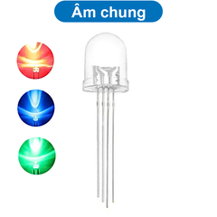 (2 Con) LED RGB 10mm trong suốt âm chung / dương chung