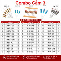 Gói nhiều loại điện trở cắm, điện trở dán cho anh em thợ cần đủ loại
