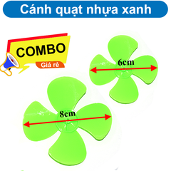 (50 cái) Cánh quạt mini 4 cánh Xanh Lá trục 2mm bằng nhựa rất bền dùng DIY STEM