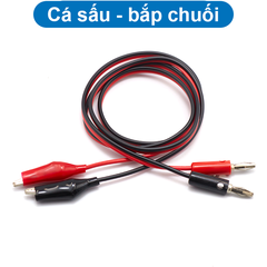 (1 cặp) Dây điện kẹp 2 đầu cá sấu, 1 đầu cá sấu 1 bắp chuối dài 1m