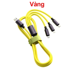 Cáp sạc 3 đầu IP, Type C, Micro B 120W 1.2 mét dây silicon