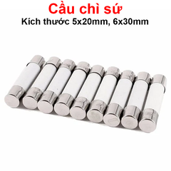 (10 cái) Cầu chì sứ, cầu chì bảo vệ ngắn mạch 5x20mm, 6x30mm