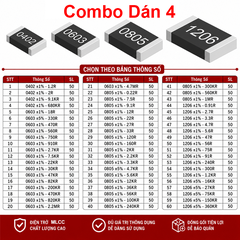 Gói nhiều loại điện trở cắm, điện trở dán cho anh em thợ cần đủ loại
