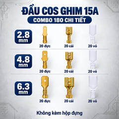 Hộp Đầu Cos ghim đực cái 15A 2.8/4.8/6.3 mạ Vàng