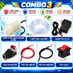 Combo Bơm Chìm Mini 5V Kèm Adapter, Ống Silicon, Công Tắc Và Dây Điện