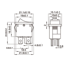 Công tắc bập bênh KCD1 - 3P/4P/6P 15x21mm 6A/250V