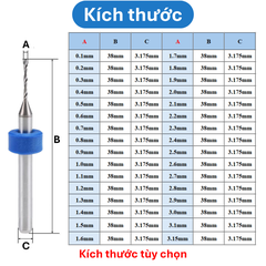 Mũi khoan PCB, chuyên khoan, cắt, phay các vật liệu cứng như đá quý, vỏ chai, bo mạch