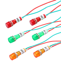 (2 cái) Đèn báo XD10 - 3 lỗ khoét 10mm điện áp 12V, 24V, 220VAC, 380VAC