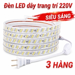 Dây đèn Led trang trí 220V, đã gồm nguồn, Dây Led chống nước, trang trí quấn cây, hắt trần, lễ Tết
