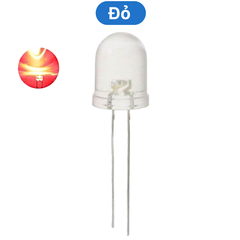 (5 Con) LED 10mm trong suốt (đỏ/trắng/vàng/xanh lá/xanh dương)