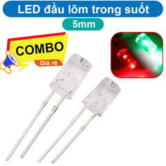 (10 Con) LED 5mm trong suốt đầu lõm (trắng/xanh lá/xanh dương)