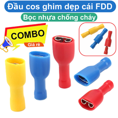 (50 cái) Đầu cos ghim dẹp, cos ghim capa bọc nhựa FDFD