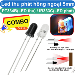 (5 con) Led thu phát hồng ngoại 5mm, LED Thu PT334B, LED Phát IR333C