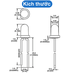 (20 Con) LED 3mm trong suốt (đỏ/trắng/vàng/xanh lá/xanh dương)