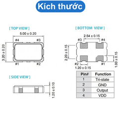 Thạch anh dao động loại 5032 4 chân dán