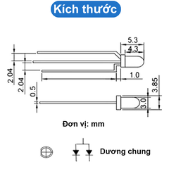 (10 Con) LED 2 màu 3mm đục dương chung