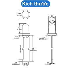 (20 Con) LED 3mm đục (đỏ/trắng/vàng/xanh lá/xanh dương)