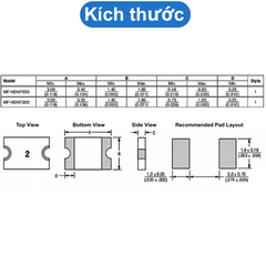 (2 cái) Cầu chì tự phục hồi loại MF-MSMF kích thước 1206 chân dán