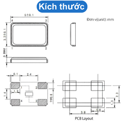Thạch anh dao động loại 3225 4 chân dán