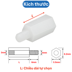 (10 cái) Trụ nhựa trắng Đực - Cái M3