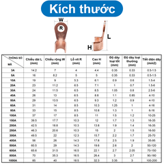 Đầu Cos đồng OT, cos bấm bình acquy, đầu nối dây điện bằng đồng chất lượng cao