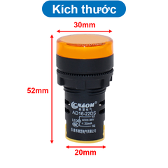 Đèn báo AD16-22DS lỗ khoét 22mm điện áp 12V, 24V, 220VAC, 380VAC