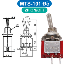 (2 Cái) Công tắc Toggle, công tắc gạt MTS loại nhỏ lỗ khoét 6mm