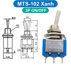 (2 Cái) Công tắc Toggle, công tắc gạt MTS loại nhỏ lỗ khoét 6mm