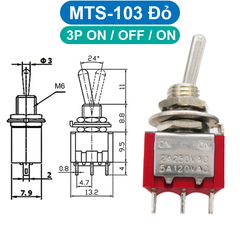 (2 Cái) Công tắc Toggle, công tắc gạt MTS loại nhỏ lỗ khoét 6mm