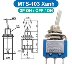(2 Cái) Công tắc Toggle, công tắc gạt MTS loại nhỏ lỗ khoét 6mm