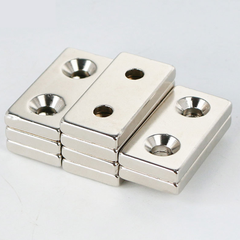 Nam châm đất hiếm vuông , chữ nhật 2 lỗ