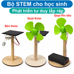 Bộ STEM cho học sinh, đèn Năng lượng mặt trời, quạt gió, bơm nước mini